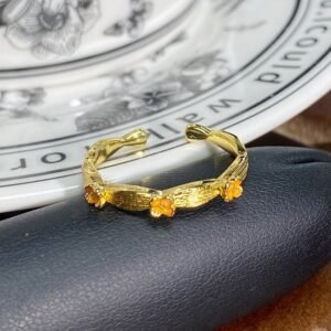 Gold Enamel Drip Oil Zircon Open Ring Retro Luxury High Sense Band For Women