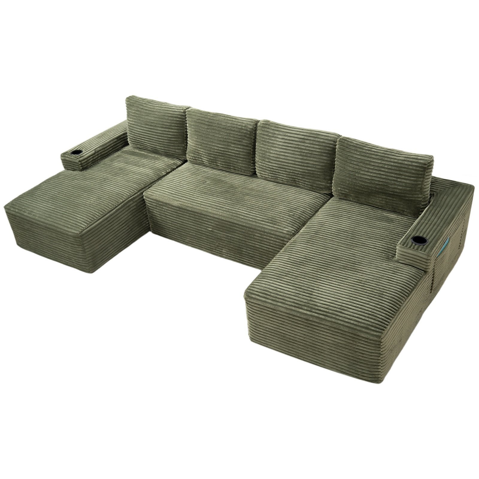 Compressible U-Shaped Sectional Sofa Set,Minimalist Style Modular Sectional Sofa, Corduroy Fabric Cloud Couch For Living Room - Image 5