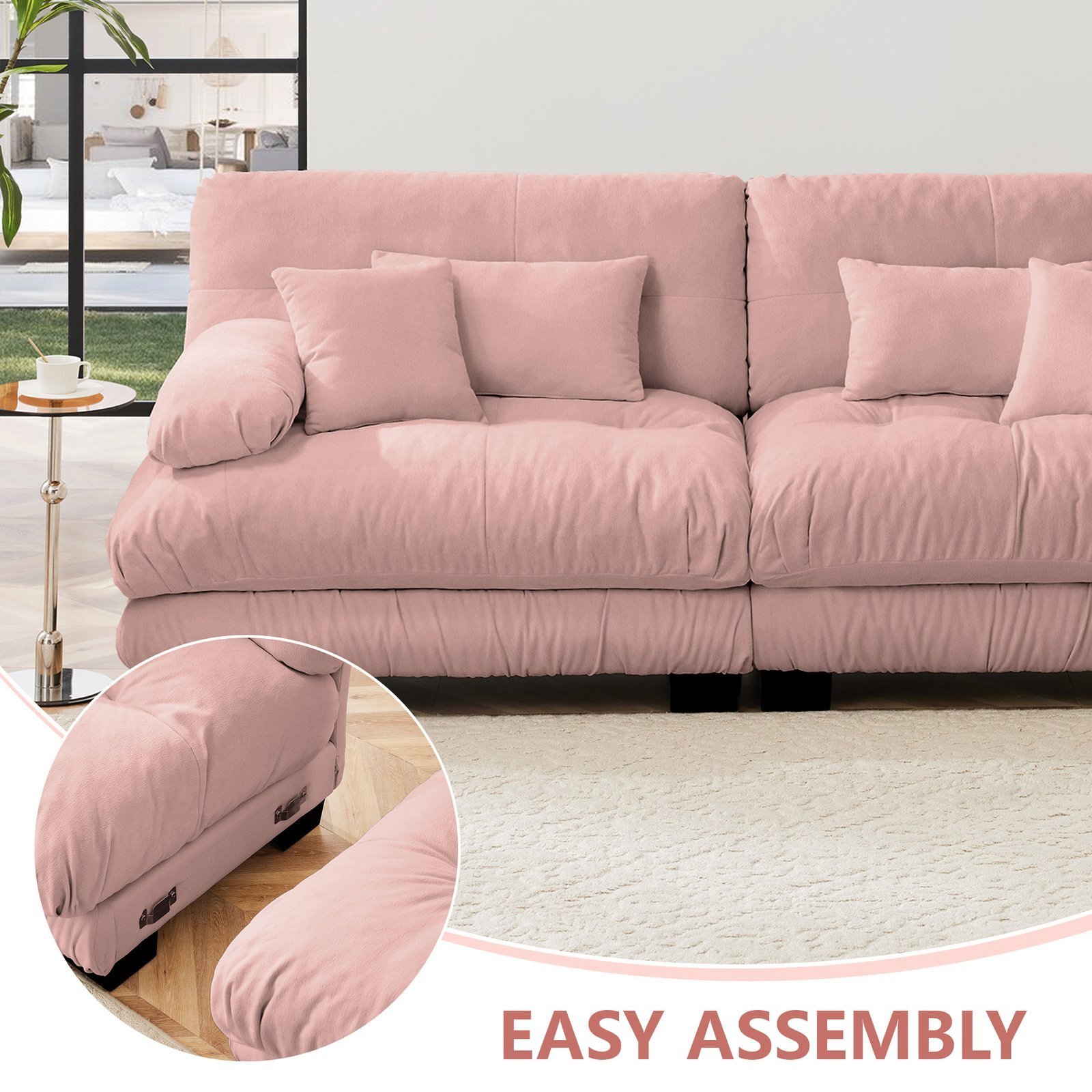 Modular Sectional Sofa Couch,Oversized L Shaped Cloud Couch For Living Room,Deep Seat Sofa Couch With Convertible Ottoman, - Image 4