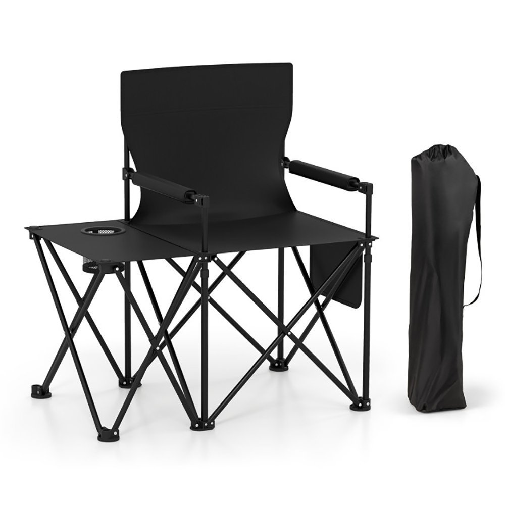 Oversized Camping Chair With Side Table And 2 Storage Pockets PU Coated Oxford Cloth For Camping, RV Trip Or Family Travel - Image 2
