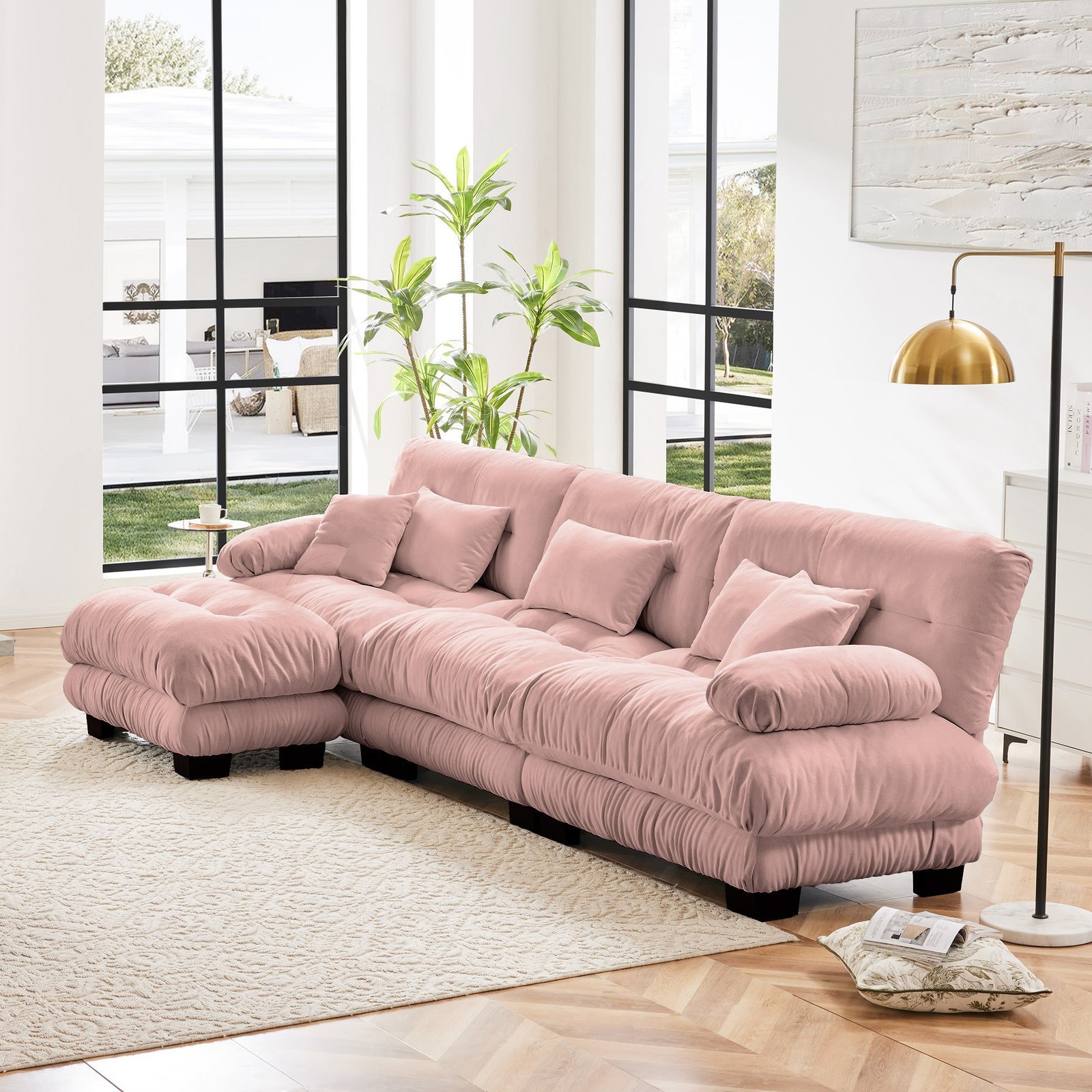 Modular Sectional Sofa Couch,Oversized L Shaped Cloud Couch For Living Room,Deep Seat Sofa Couch With Convertible Ottoman, - Image 2