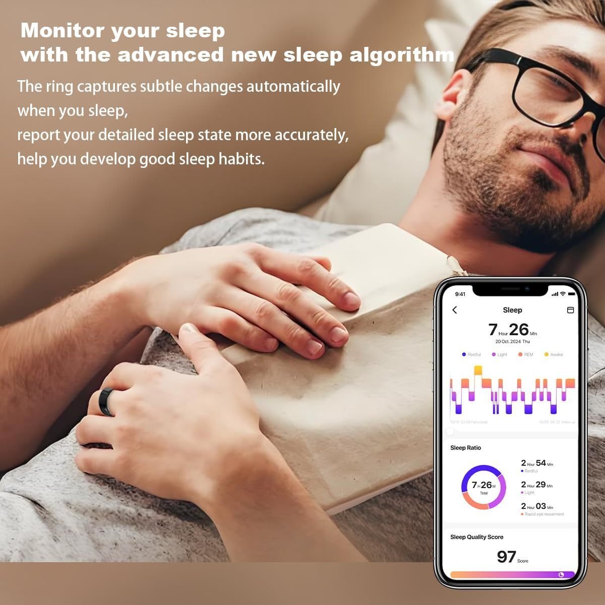 Health Smart Ring, Fitness Tracker, With Heart Rate, Blood Oxygen, Heart Rate Variability, Sleep Monitoring, Step Count, IP68 Compatible With IPhone And Android, No Subscription Fee Required - Image 8