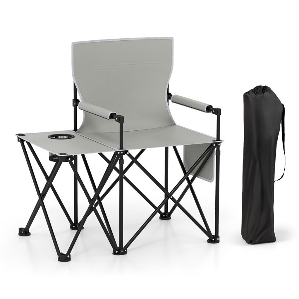 Oversized Camping Chair With Side Table And 2 Storage Pockets PU Coated Oxford Cloth For Camping, RV Trip Or Family Travel - Image 6