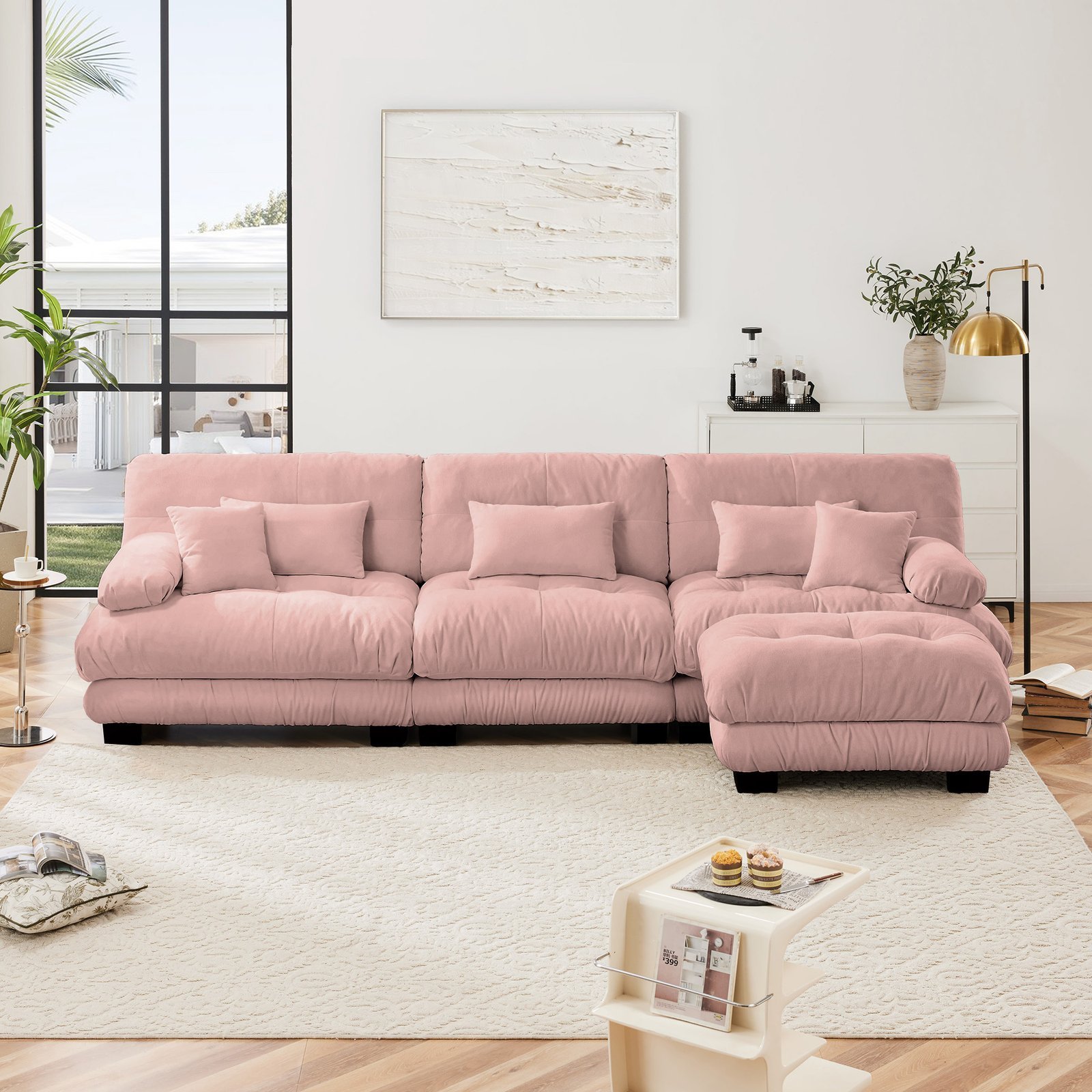 Modular Sectional Sofa Couch,Oversized L Shaped Cloud Couch For Living Room,Deep Seat Sofa Couch With Convertible Ottoman, - Image 3