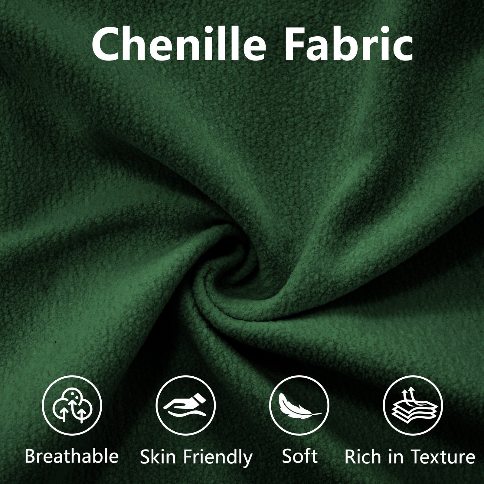 3-Seater Sectional Sofa Modular Deep Seat Sofa Couch , Chenille Sofa Soft Comfy Upholstered Furniture For Living Room, Apartment, Studio, Office,Chenille,Green - Image 3