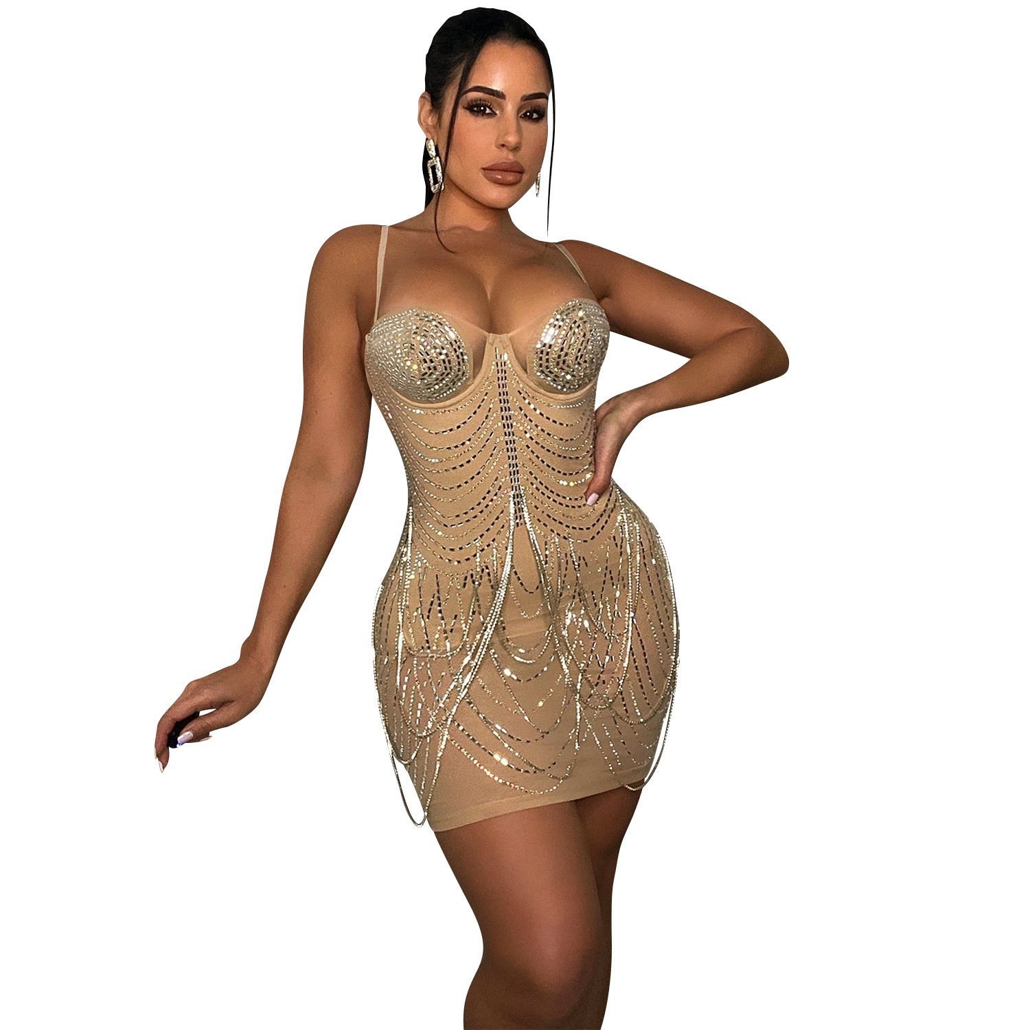 Fashion Hot Drill Perspective Sling Dress Women - Image 9