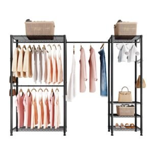 Clothing Garment Rack, Heavy Duty Clothes Rack, Freestanding Clothes Racks With Steel Frame, 800 Lbs Load Capacity Closet Wardrobe With Storage Shelves For Bedroom, Clothing Store, Hallway