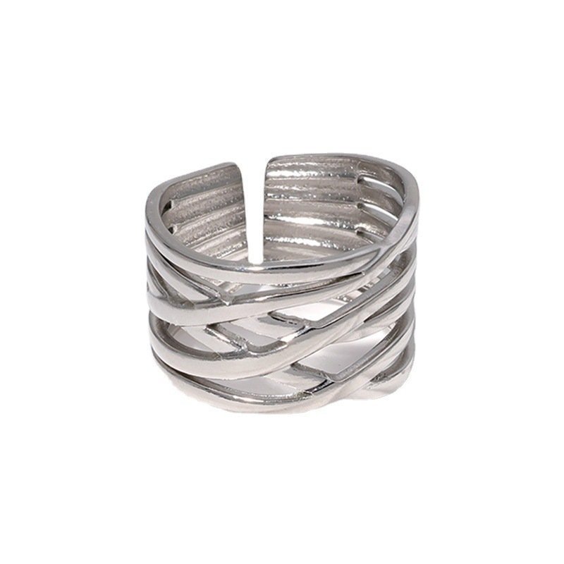 Cross-border Fashion Geometric Line Titanium Steel Ring - Image 5