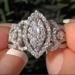Super Sparkling Heavy Full Paved Zircon Ring European American Exaggerated Band