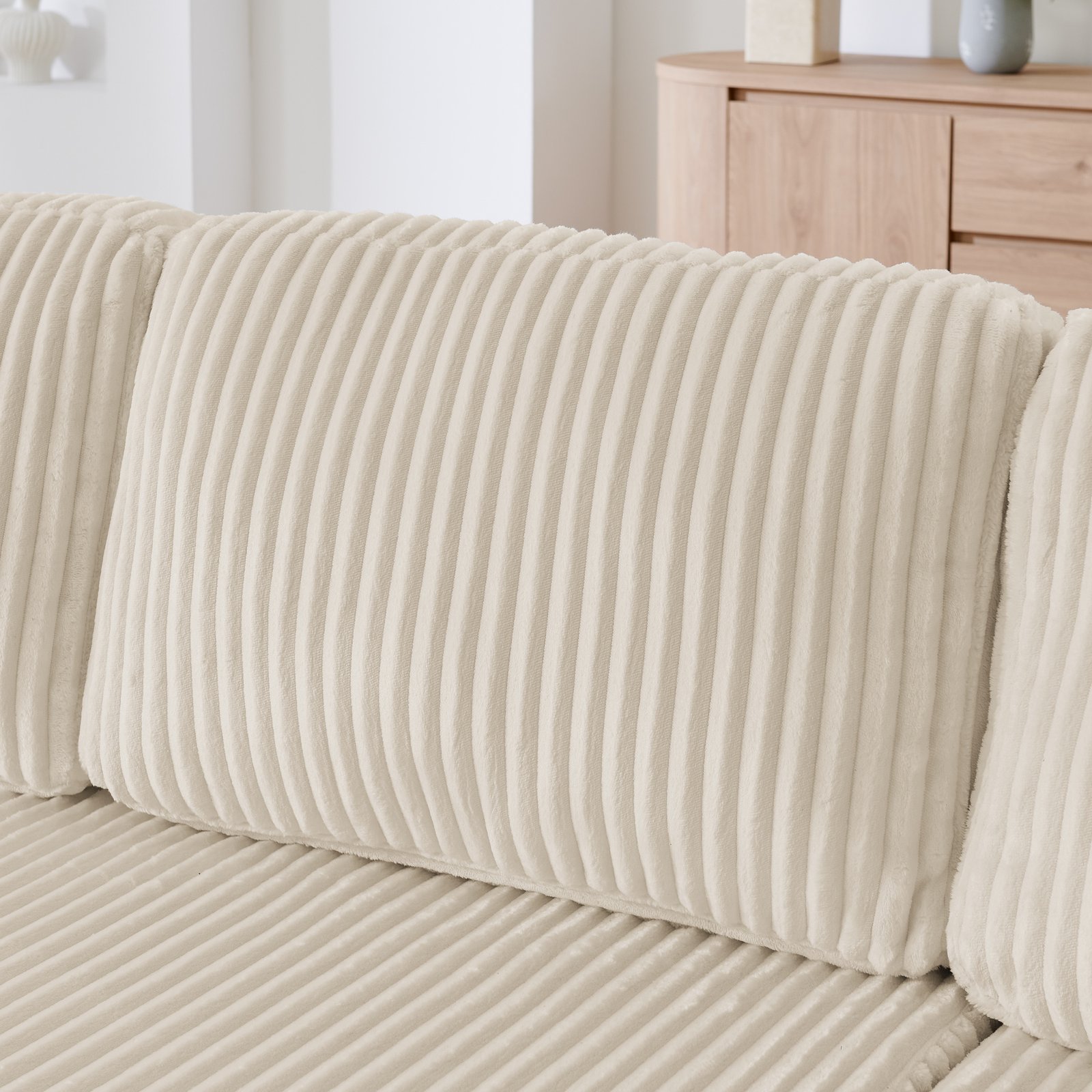 U Shape Modular Sectional Sofa, Compressed Sectional Sofa Modern Minimalist Style Corduroy Couch, Sleeper Sofa For Living Room, Bedroom, Comfy Compressed Sofa Couch Space-Efficient Design-beige - Image 4