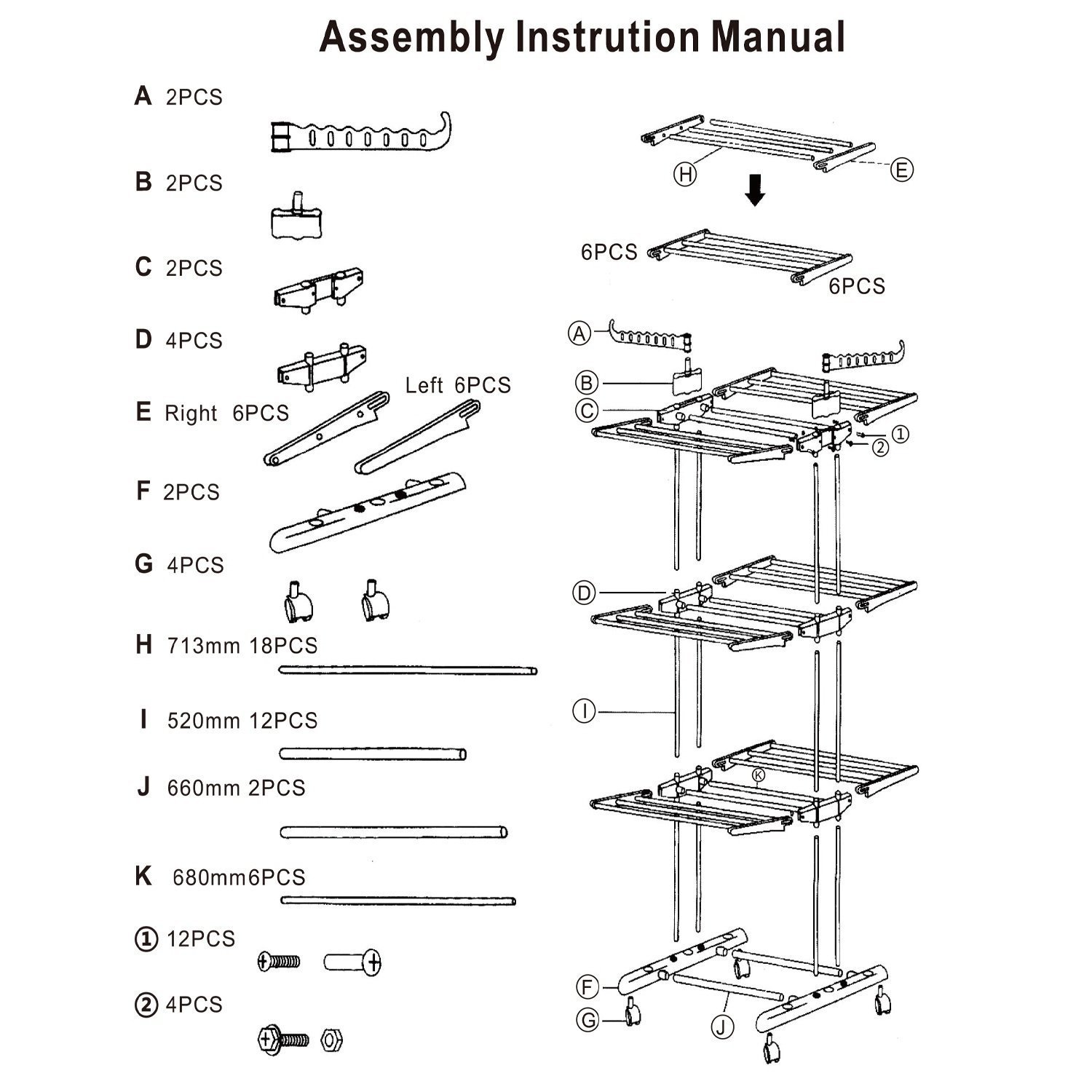 1Pc Clothes Drying Rack Rolling Collapsible Laundry Dryer Hanger Stand Rail Shelve Wardrobe Clothing Drying Racks With Dual Side Wings - Image 8